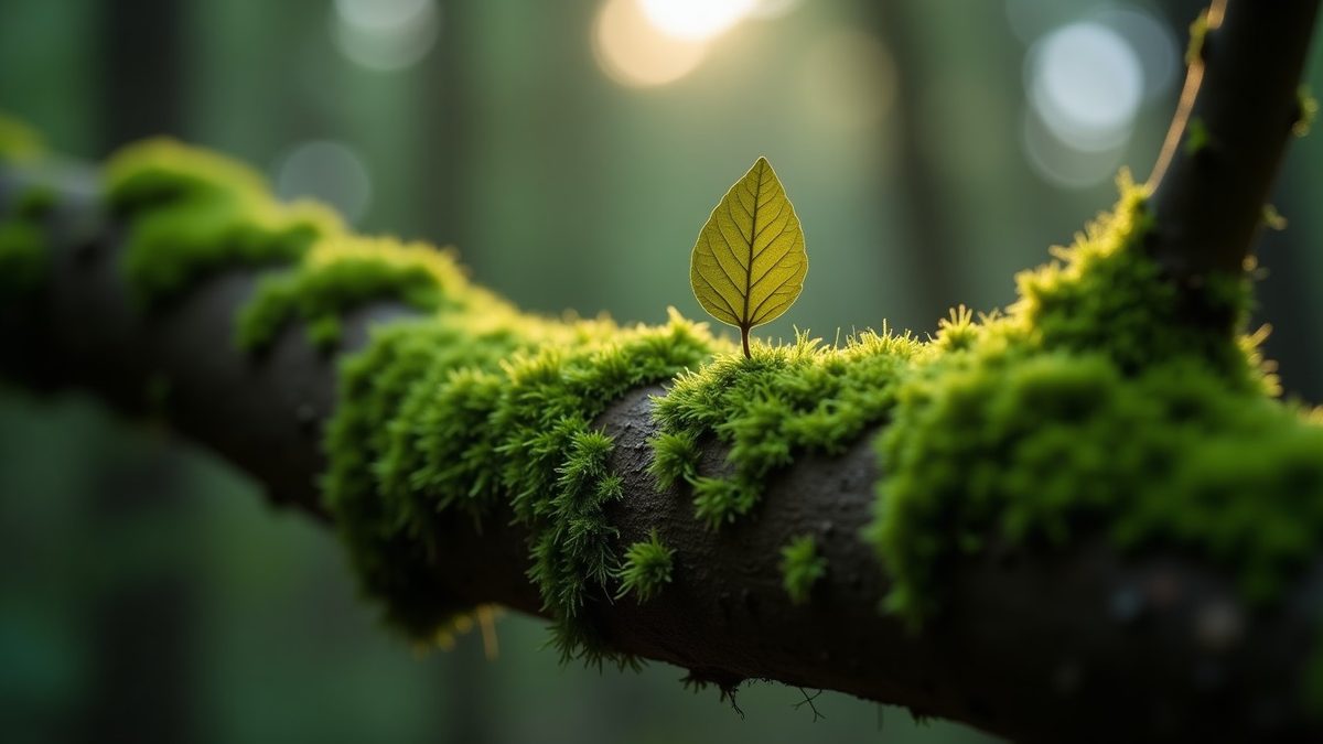 Close-up of velvet texture on a moss-covered forest branch visualizing the deer antler velvet ingredient