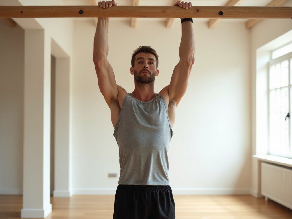 Male athlete mid one-arm pull-up showing the high level of strength required for the movement