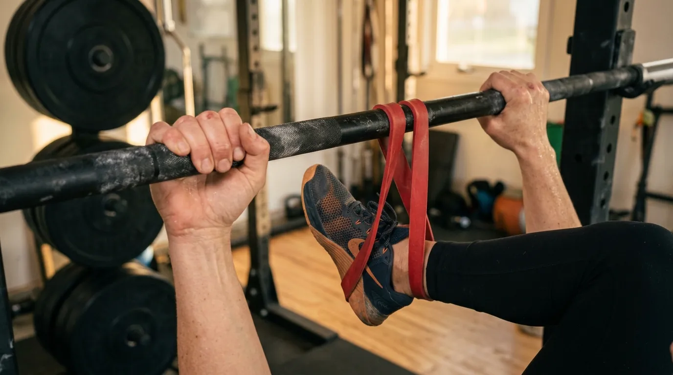 Resistance band setup on a bar for assisted pull-ups