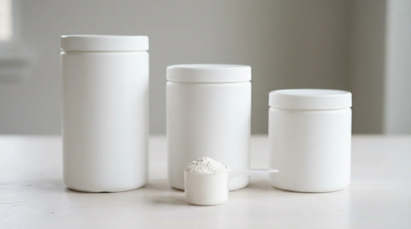 Unbranded non-stimulant pre-workout tubs compared side by side