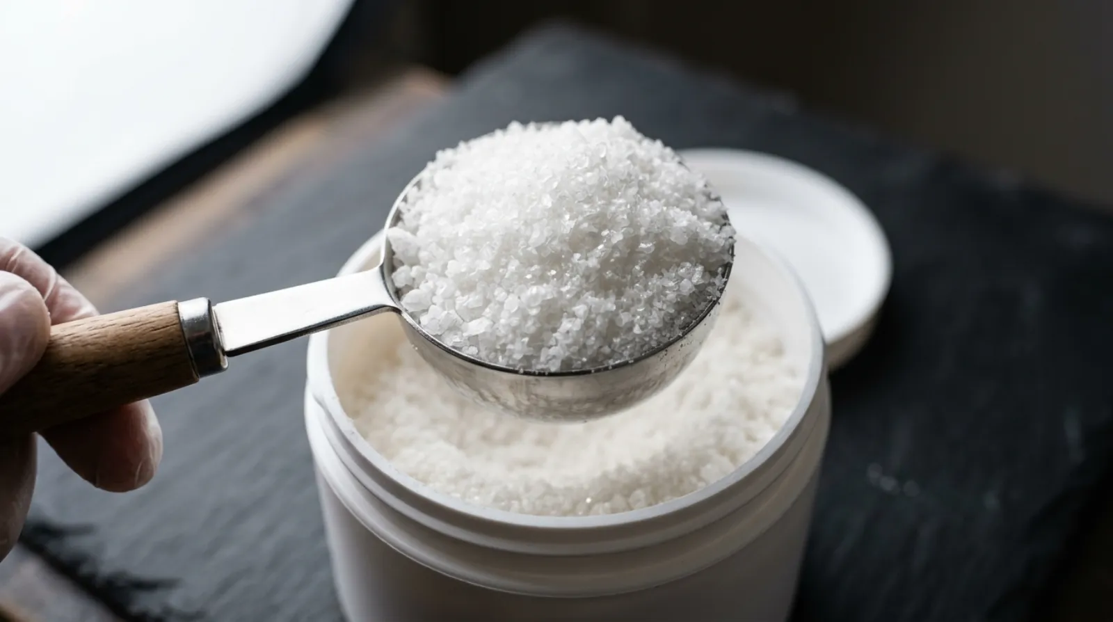 Scoop of non-stimulant pre-workout containing creatine