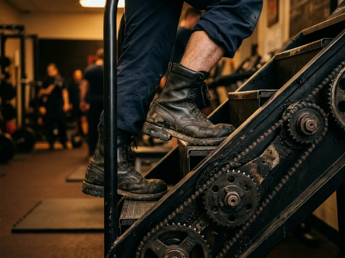 Close-up of StepMill steps used in CPAT training plan stair climb practice