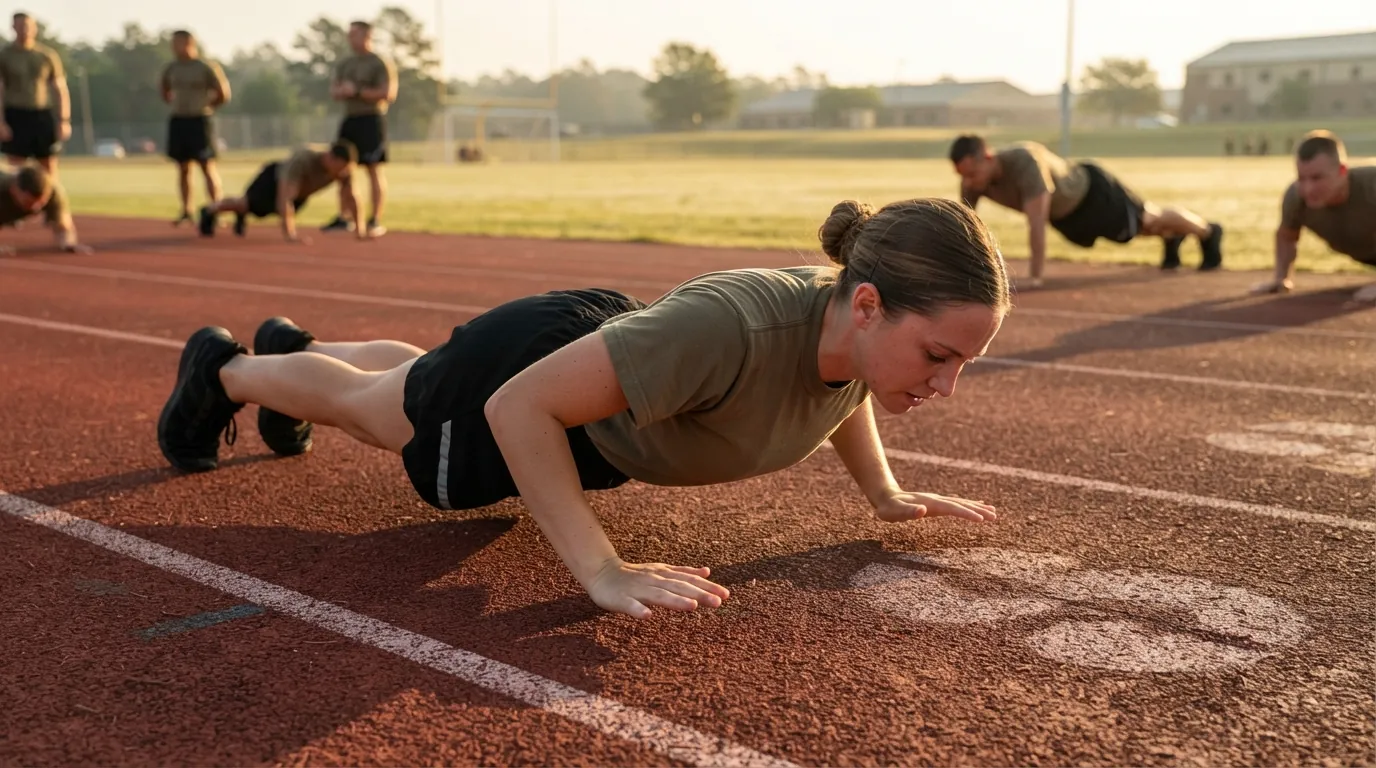 Close-up of hands leaving the ground during a hand release push up showing proper form