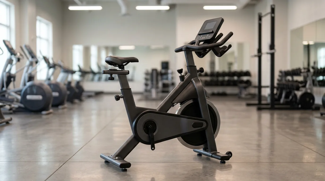 Life Fitness stationary bike used for the 12-minute Navy PRT cardio calorie test.
