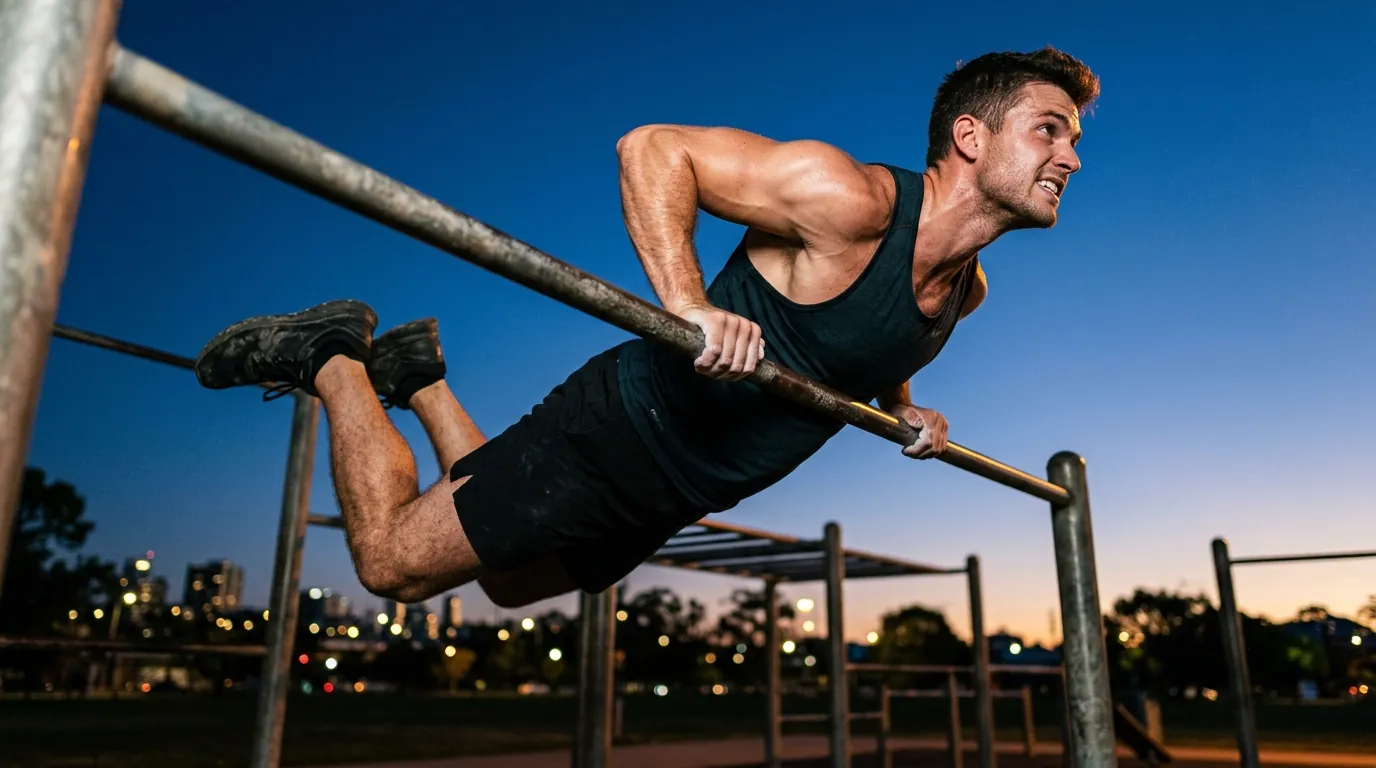 Explosive high pull-up drill in a muscle-up progression