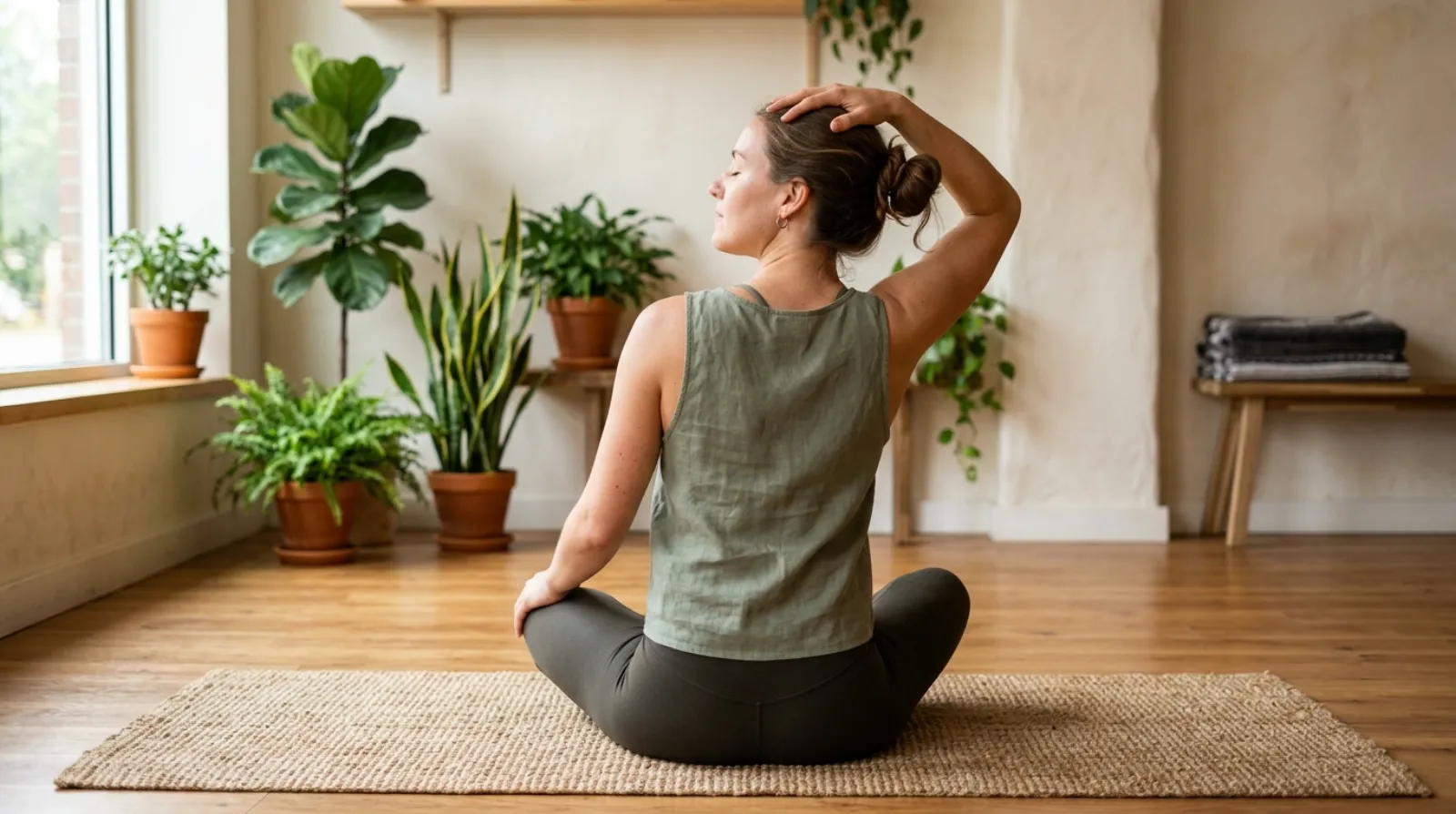 Neck and upper-trap stretch to release the trapezius