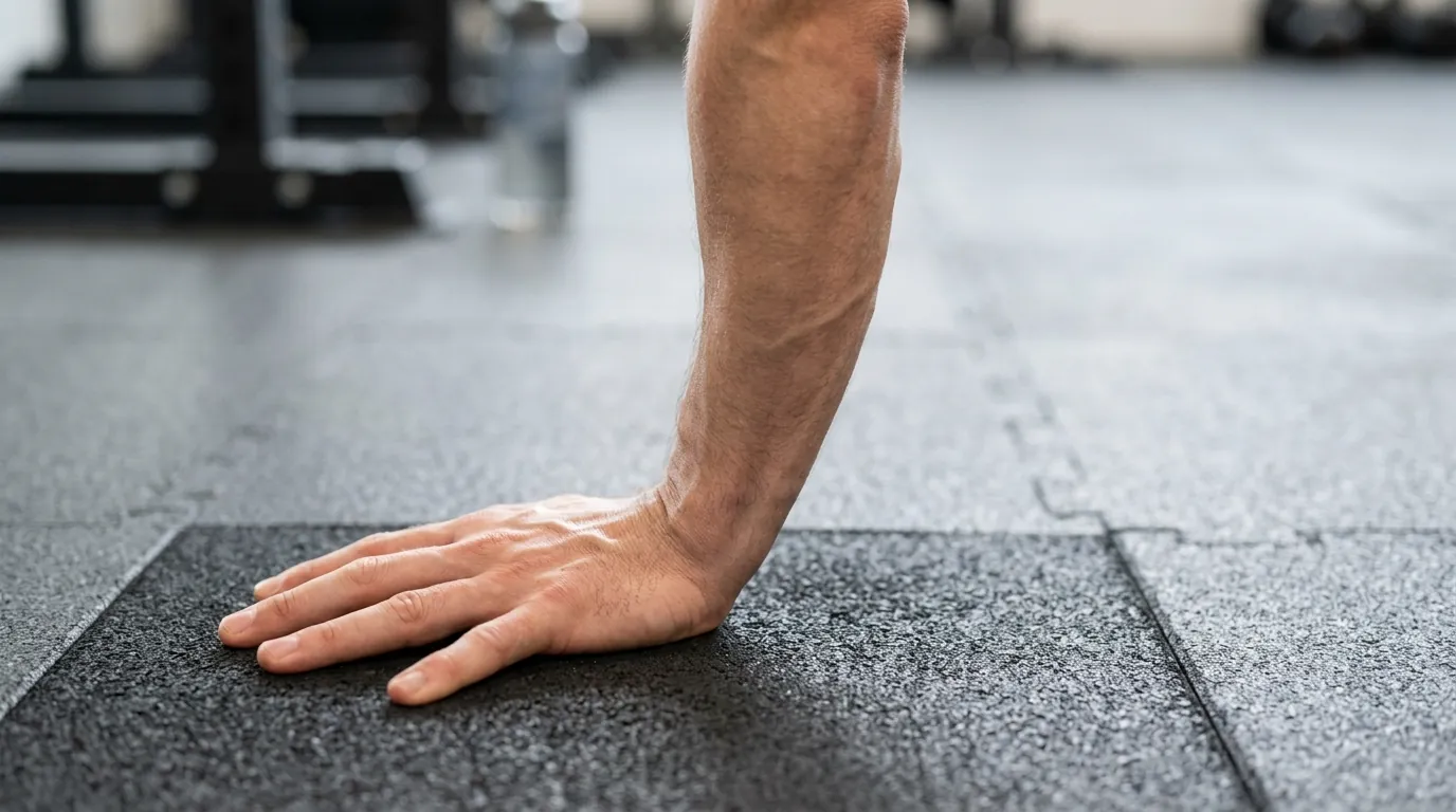 Straight-arm plank hand and elbow position for correct high plank form