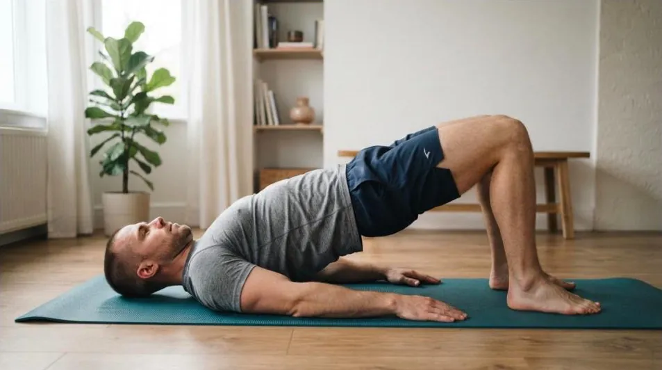Man doing a glute bridge — one of the best glute exercises at home for beginners