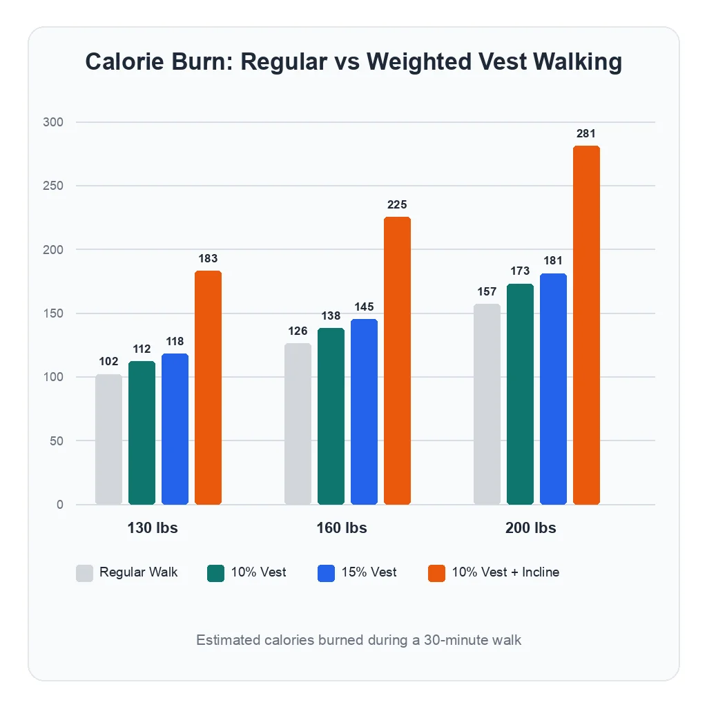 Weighted vest for walking calorie-burn comparison with regular walking